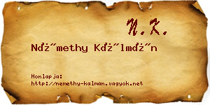 Némethy Kálmán névjegykártya